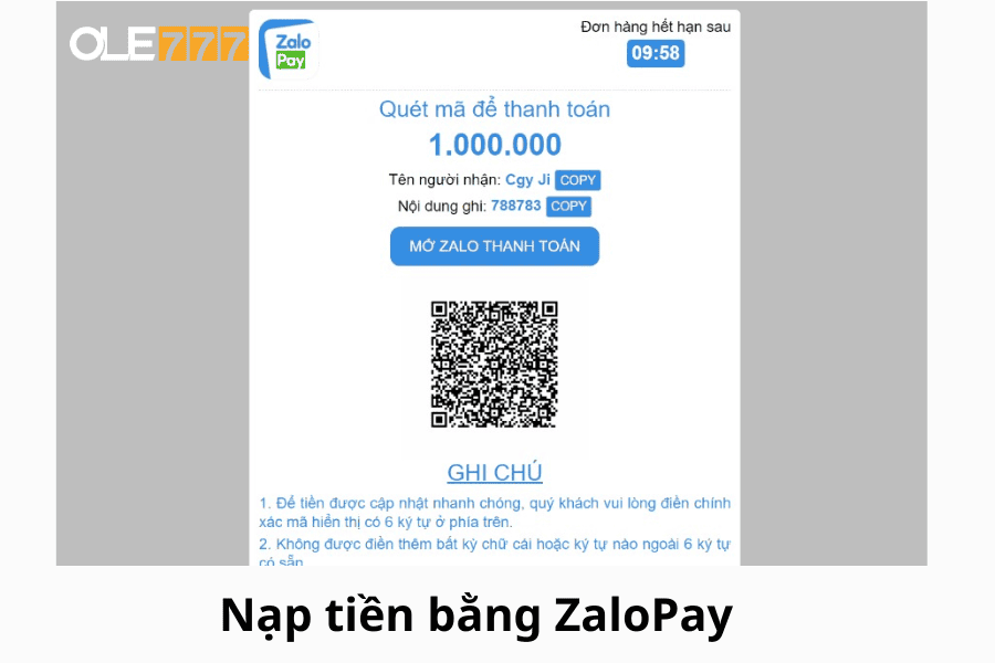 Nạp tiền bằng Zalo Pay