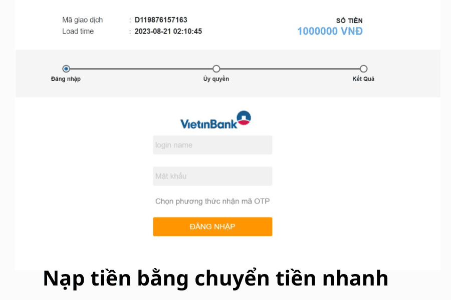 Nạp tiền bằng chuyển tiền nhanh